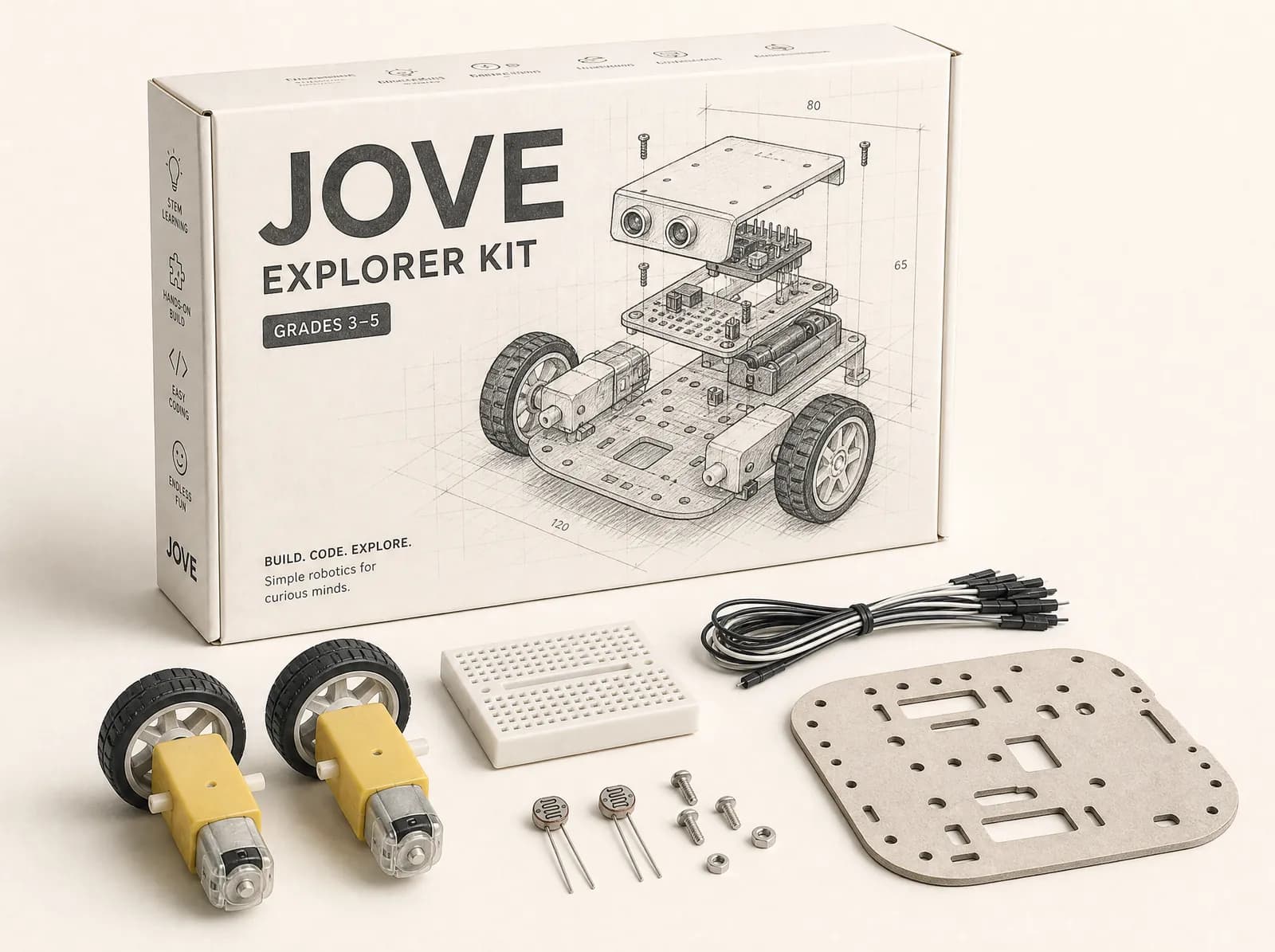 JOVE Explorer Kit box — Light-Seeking Robot Car